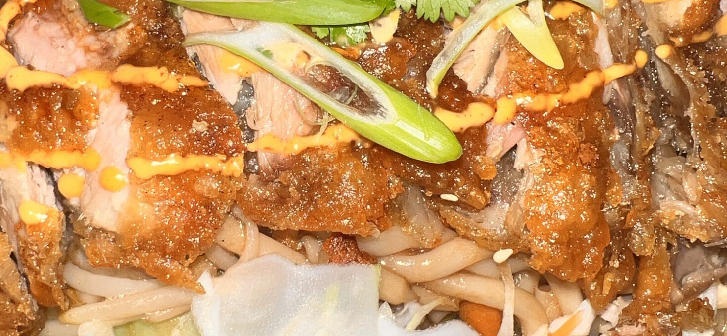 Udon Noodles with Crispy Duck in Oyster Sauce